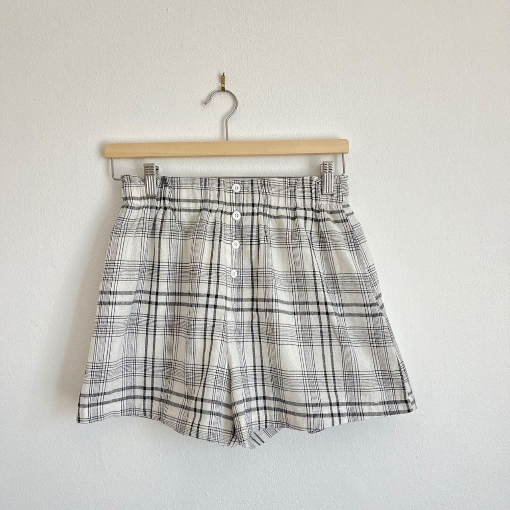 Elastic Waistband Pyjama Checked Plaid Boxer Shorts